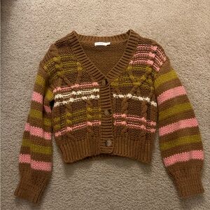 Brown and Pink Lush Striped Women's Sweater